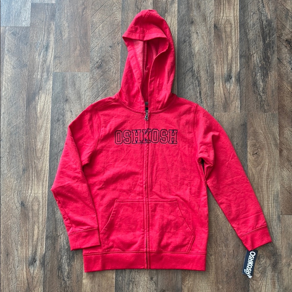 OshKosh Red Blue Zip Up Hooded Lightweight Casual Jacket New with tags size 10